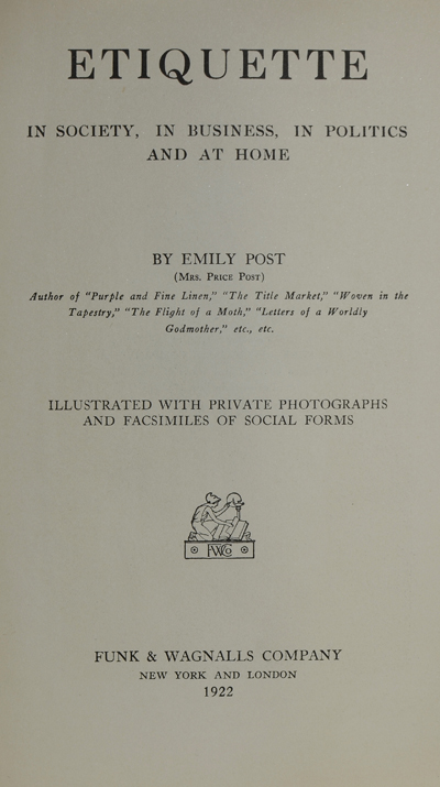emily post 1922