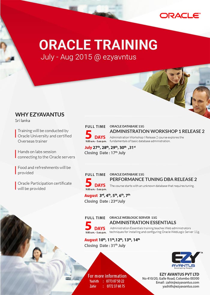 Oracle Training - July - Aug 2015