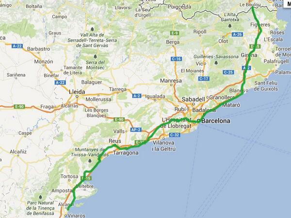 Traçat que seguia la Via Augusta per Catalnya
