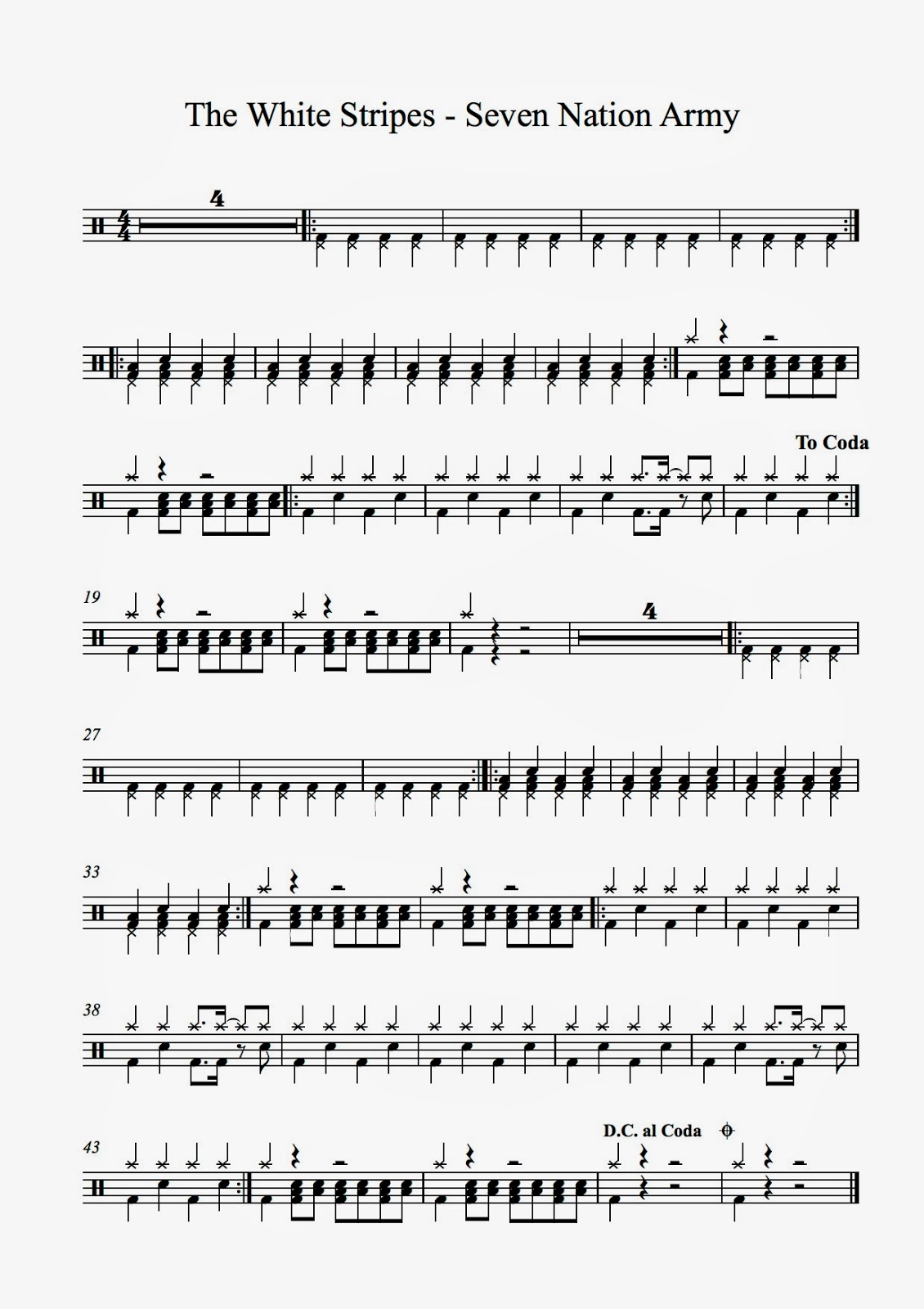 Academy Drums Score For The White Stripes Seven Nation Army