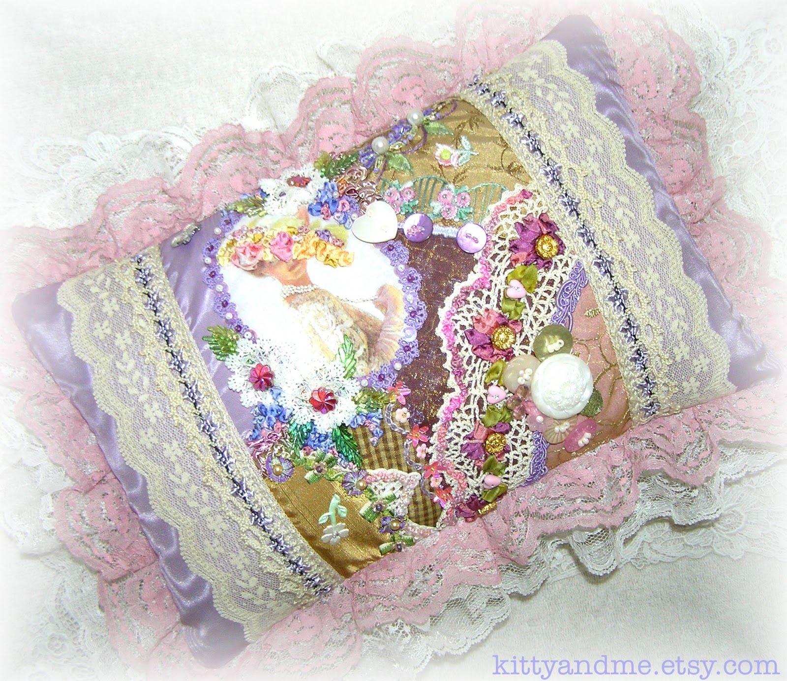 Kitty And Me Designs Victorian Style Crazy Quilt Pillows