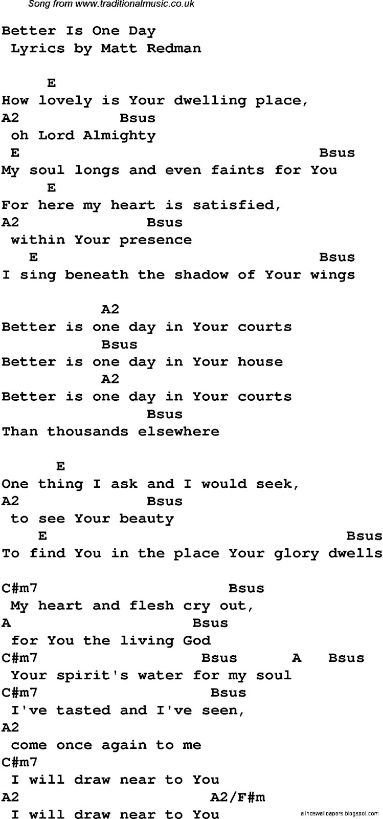 Better Is One Day Lyrics Better Is One Day Lyrics