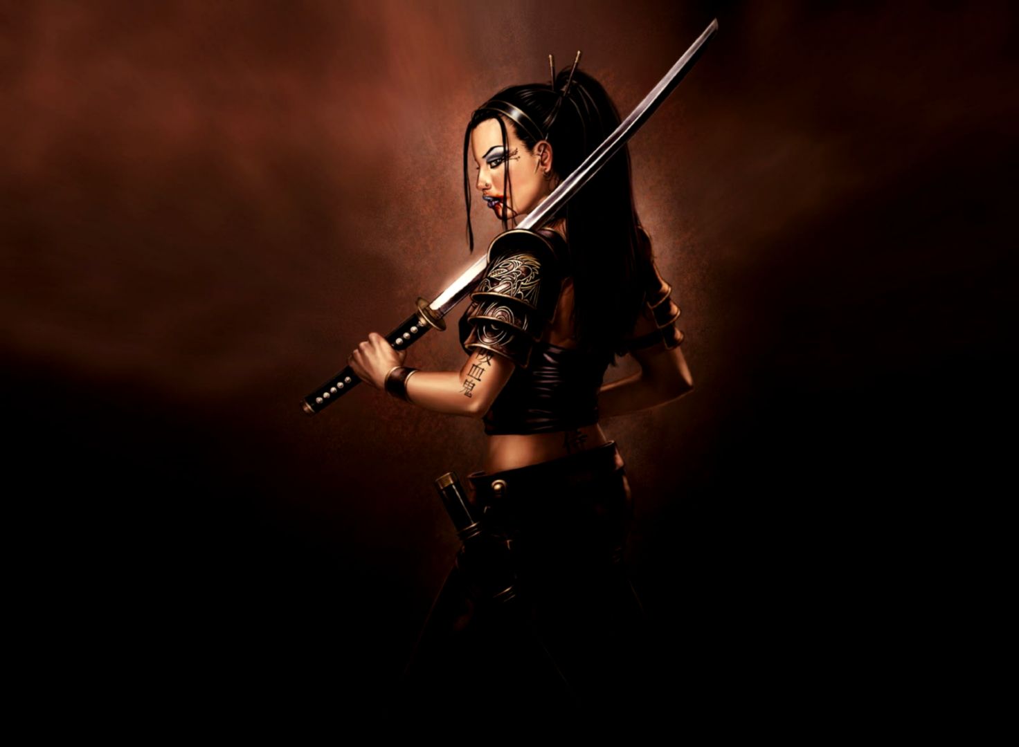 Female Samurai Warrior with Sword Female Samurai Warrior with Sword