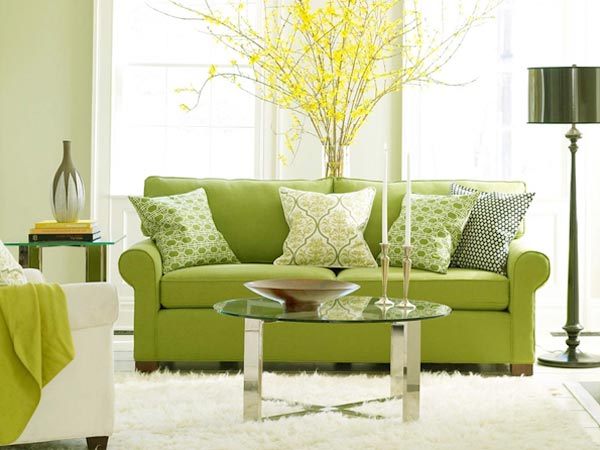 Комбинированная обивка дивана - сочетание белого и зелёного