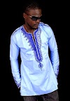 African Clothing:Blue Embroidered Native Design For Men