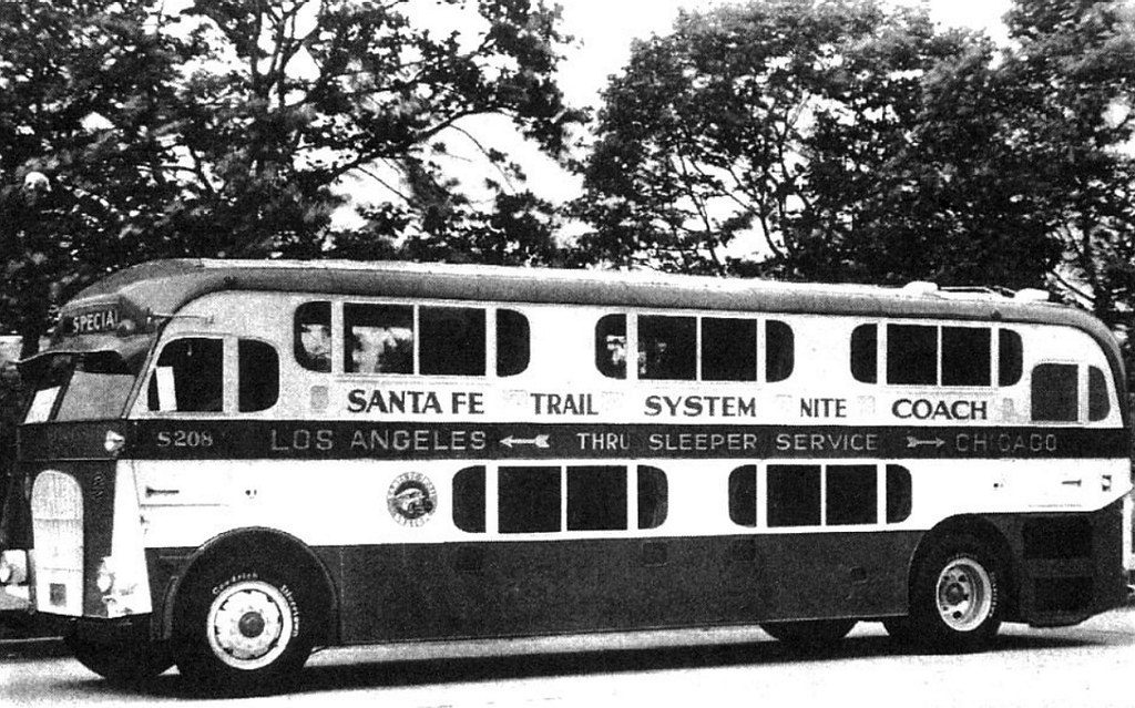 Santa Fe Trail System sleeper coach. Seats folded into beds