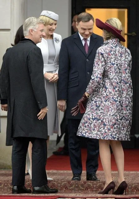 Queen Mathilde of Belgium with Polish President Andrzej Duda and Polish First Lady Agata Kornhauser-Duda 