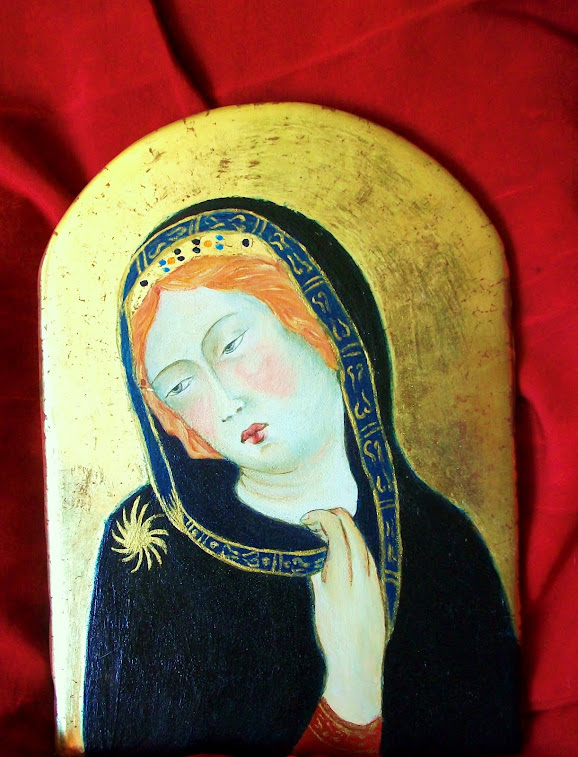 Icona Sacra, con doratura a guazzo, particolare Annunciazione di Simone Martini