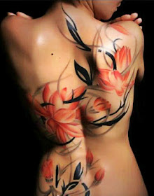 ink wash painting style lotus flower tattoo design on the back