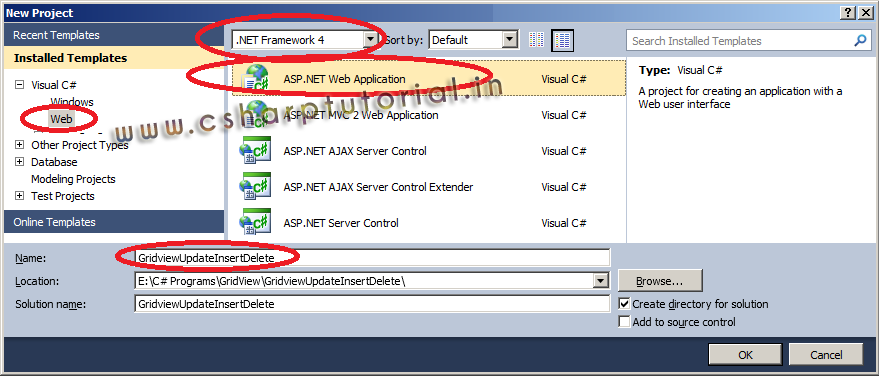 Gridview - Create a new web application Gridview - Create a new web application