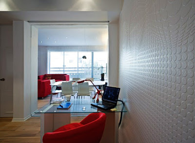 apartment interior decor, modern apartment decor, red apartment, Tel Aviv, white apartment