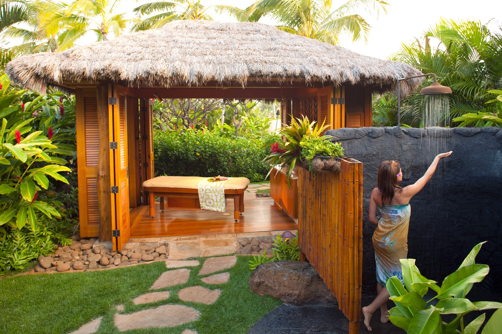 bamboo gazebo outdoor shower