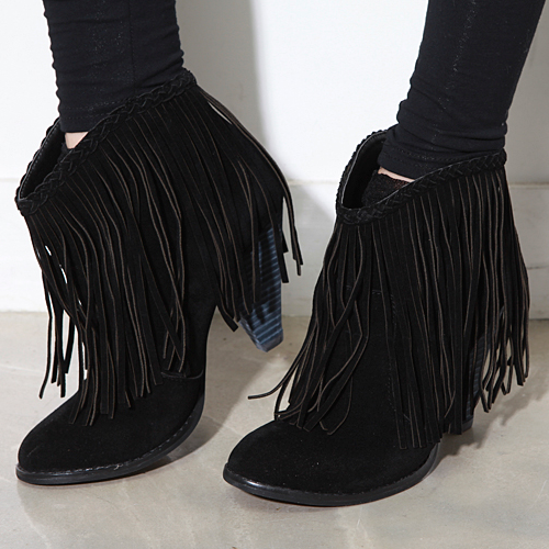 Fringe Suede Ankle Boots