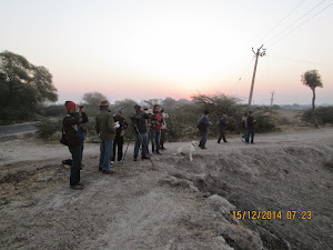 "B.N.H.S" tour group at "BAHMAN TALAV" busy birding and photographing.