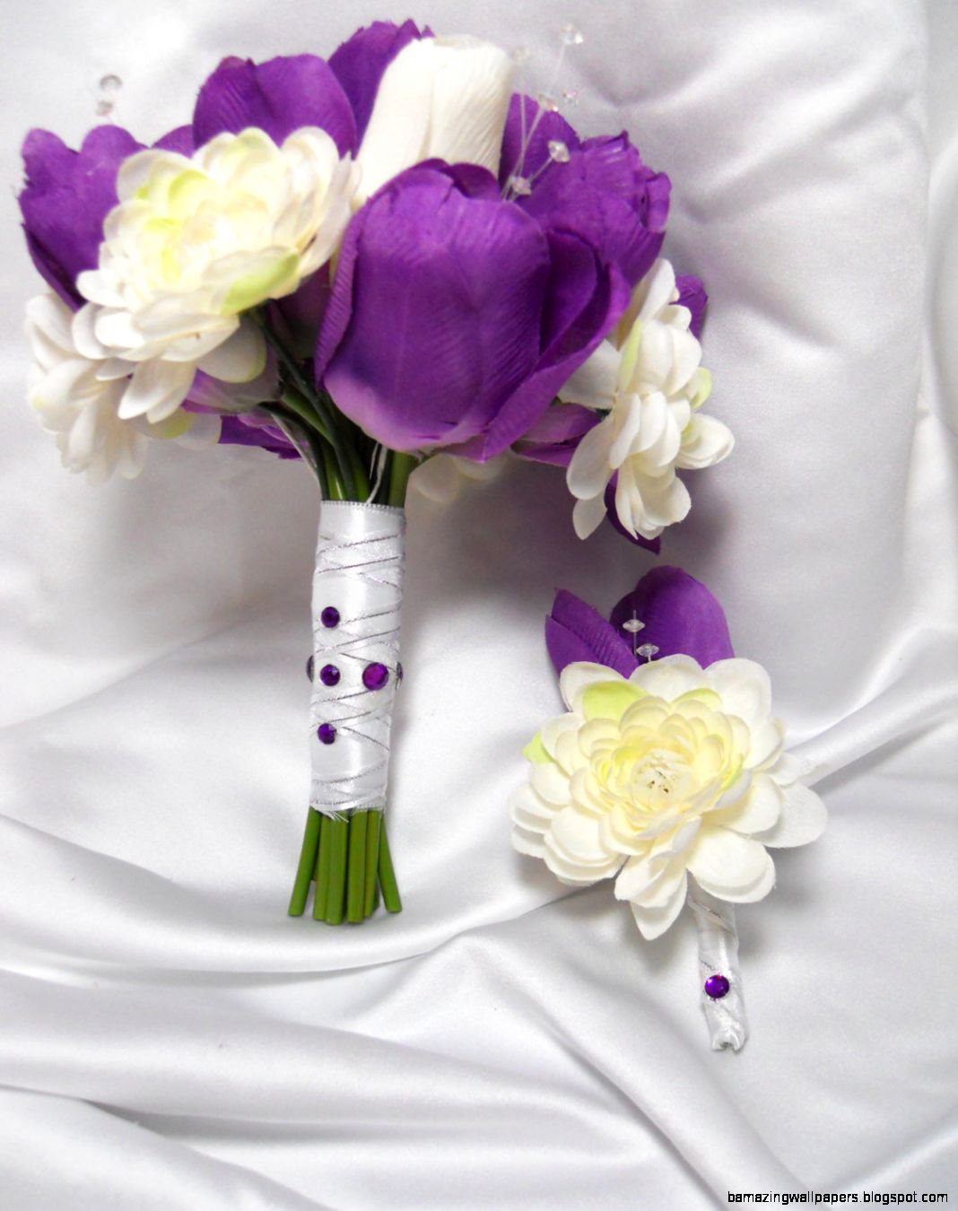 Wedding Bouquet Purple And White Tulips by PieceByPeaceArtwork Wedding Bouquet Purple And White Tulips by PieceByPeaceArtwork
