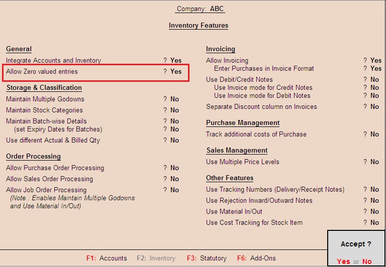 ZERO VALUE ENTRY Tally Education