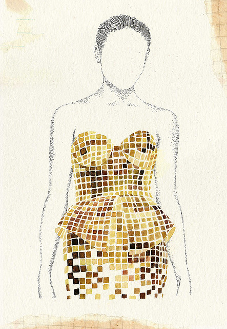 фэшн иллюстрация, рисунок девушки в платье, Кейт Вилсон