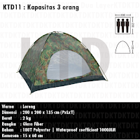 KTD11 krey tenda dome kapasitas 3 orang 1 layer