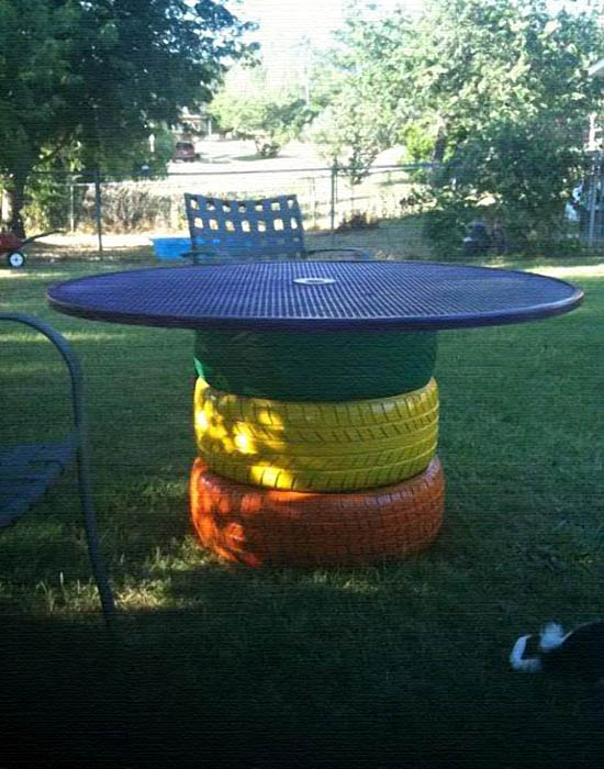 GREAT IDEAS FOR RECYCLING CAR TIRES TIRE TABLES Discreet Magazine