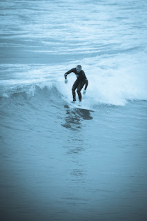 Surfing in Cornwall. Towan beach