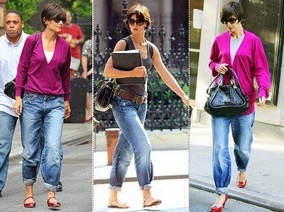 calça boyfriend com scarpin