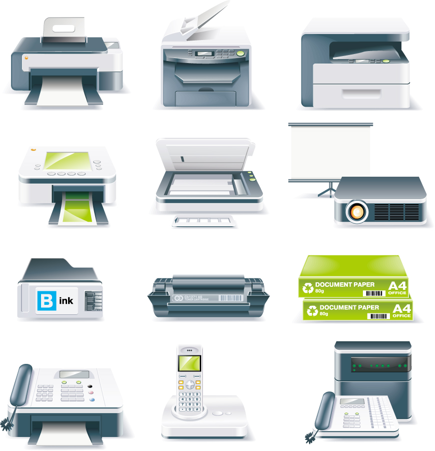 プリンター・スキャナー事務機器のクリップアート office equipment icon vector イラスト素材