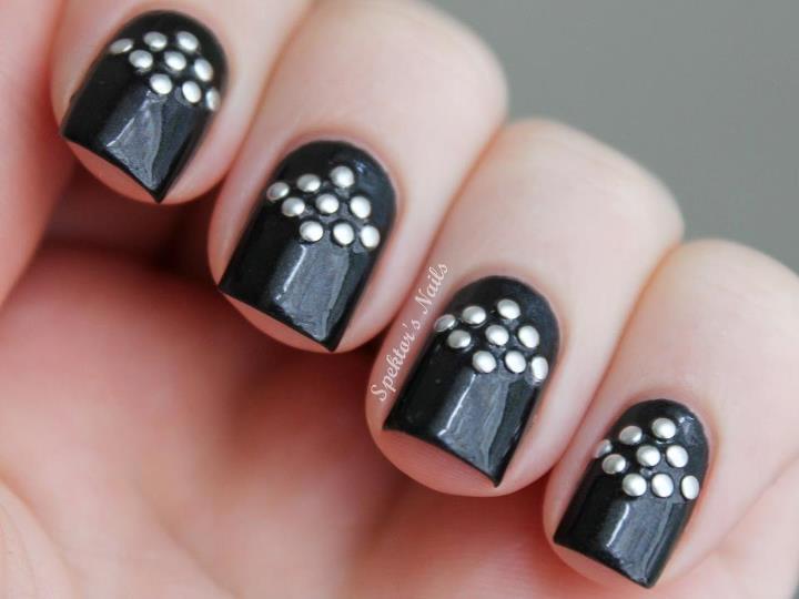 2. Nail Art with Black Studs - wide 2