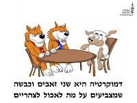 דמוקרטיה היא שני זאבים וכבשה שמצביעים על מה לאכול לצהריים