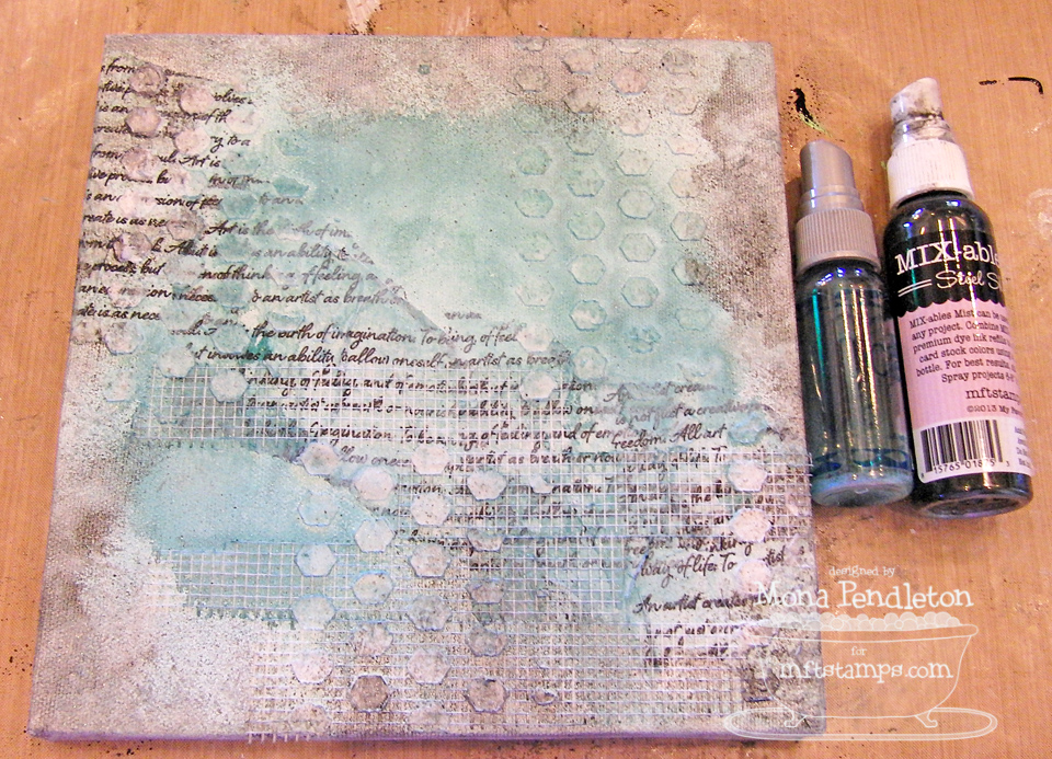 A mixed media canvas...MFT June Teasers Day 4 Cupcake's Creations