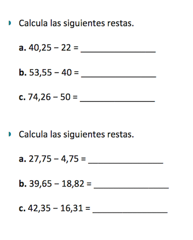 Los guachetes de mi clase: TEMA 5. SUMA Y RESTA CON NÚMEROS DECIMALES