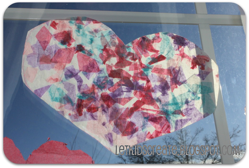 Let Kids Create Stained glass hearts