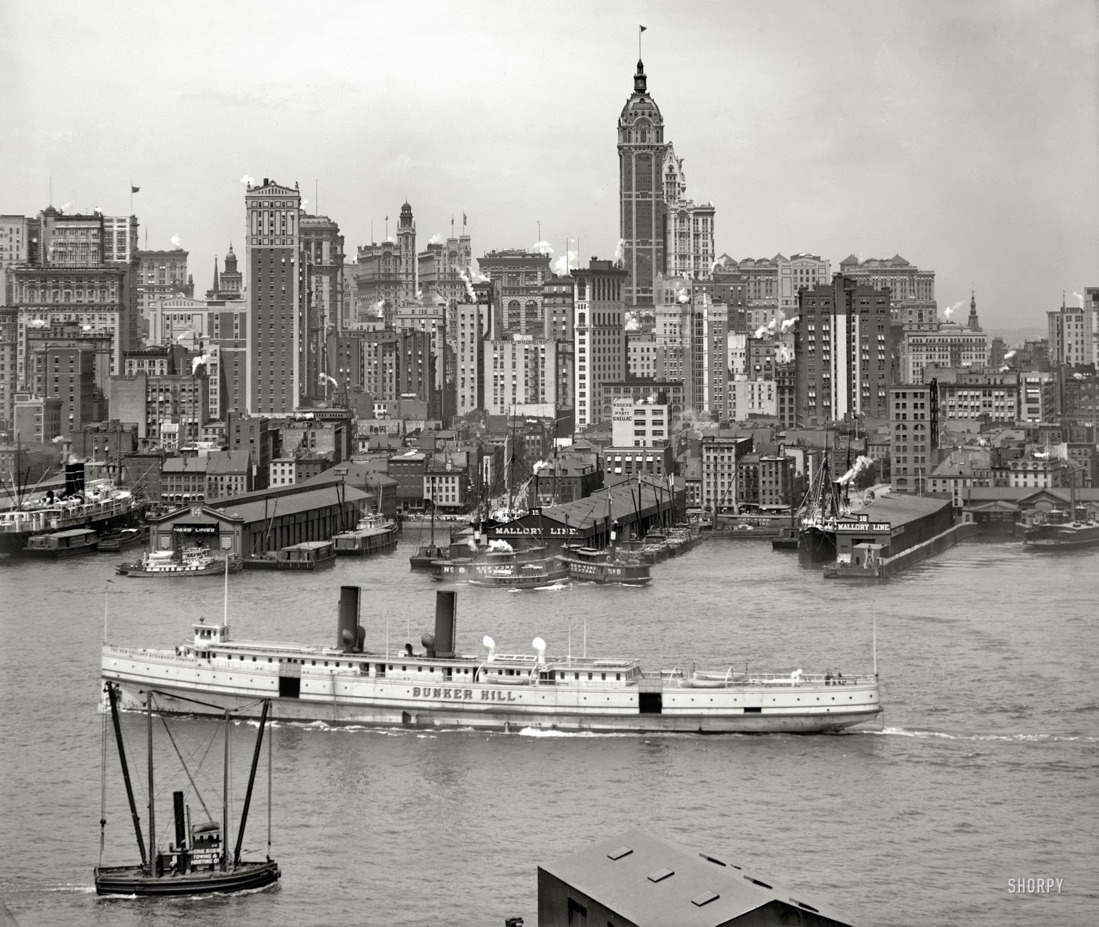 New York History Geschichte Manhattan as seen from Brooklyn 1908