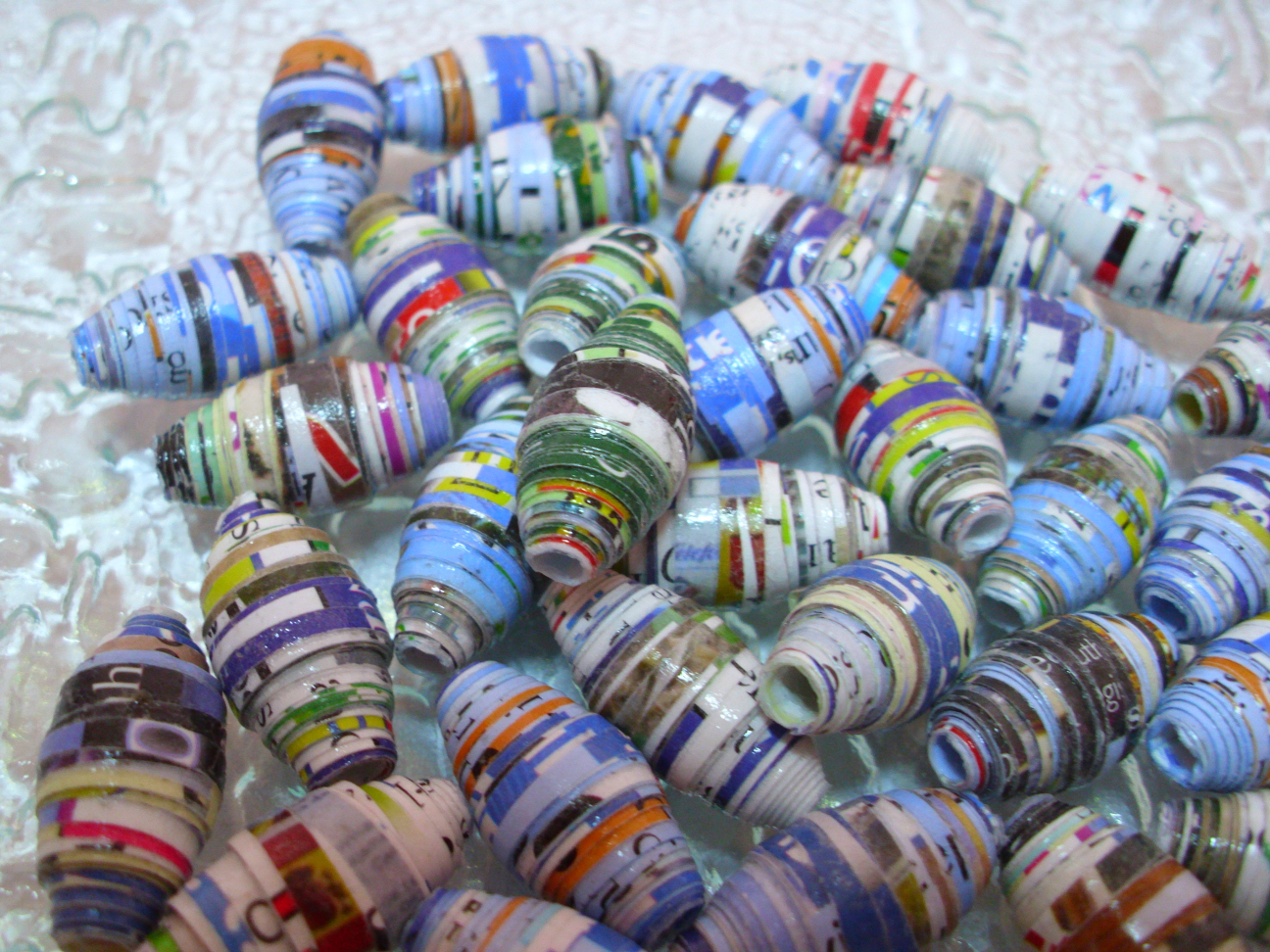 Fun with Paper Beads First batch of paper beads made from a magazine