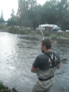 river fished where fish myself fighting