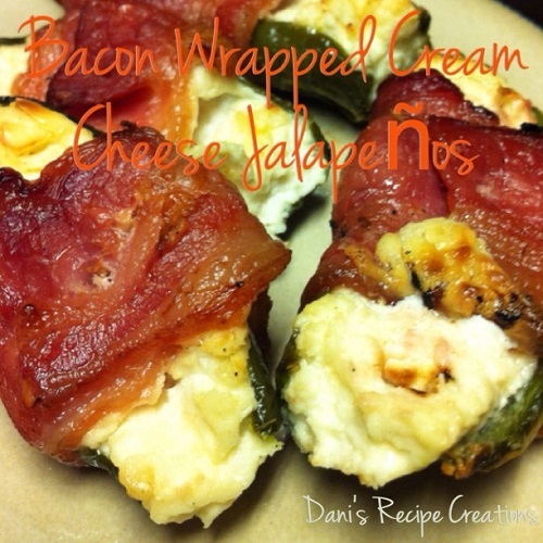 Dani's Recipe Creations Bacon Wrapped Cream Cheese Jalapenos