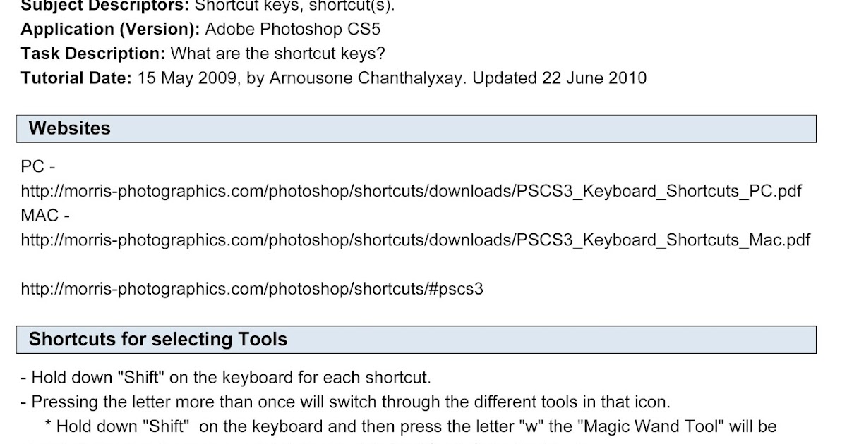 Work Backup 001 List Of Adobe Photoshop Cs5 Shortcut Key