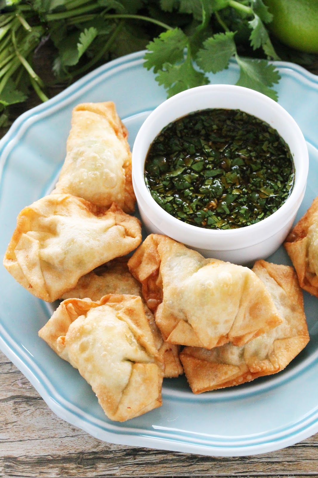 cream cheese avocado wontons cilantro lime dipping sauce