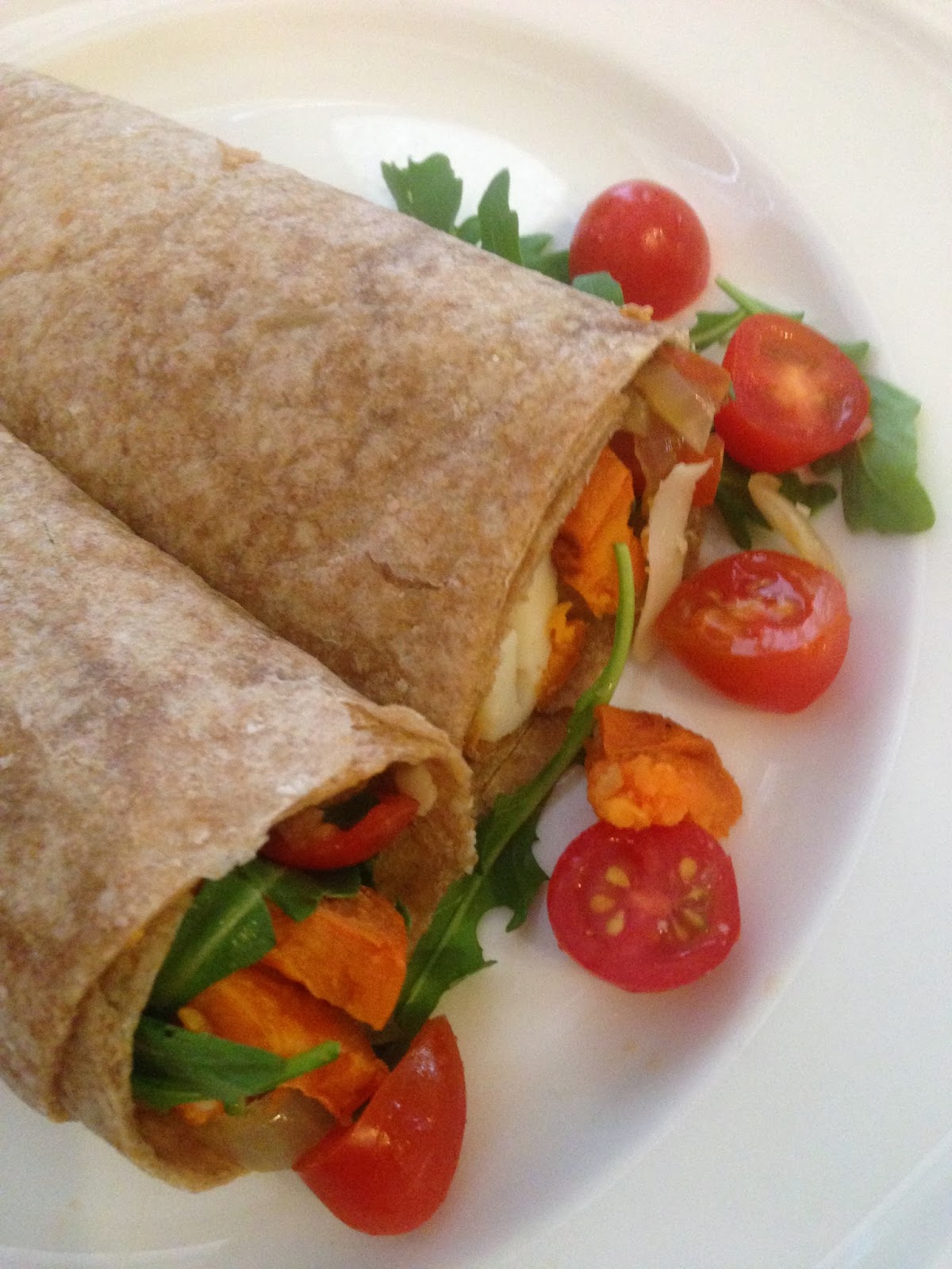 Heart Healthy Gourmet Cooking Roasted Sweet Potato Wraps with Fig