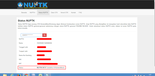 CEK STATUS KEAKTIFAN NUPTK DI DATA GTK KEMDIKBUD