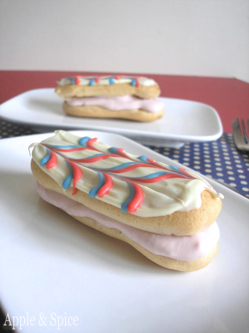 Apple & Spice GF Éclairs with Raspberry Crème Patisserie & White