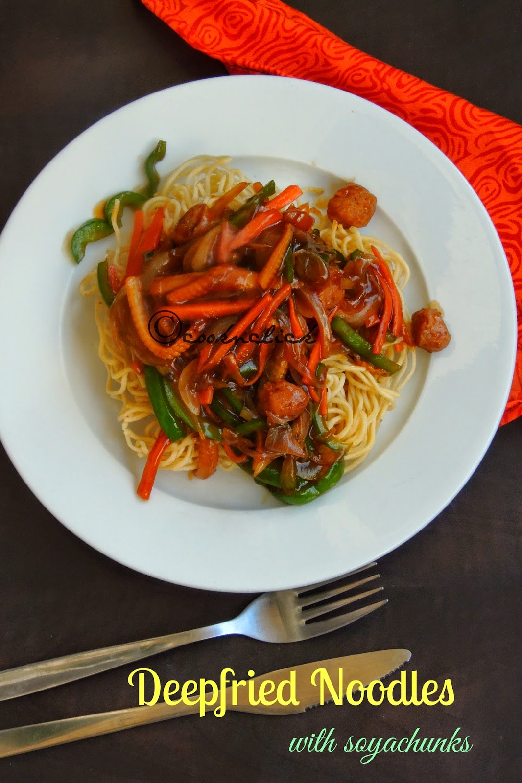 Deepfried Noodles with Soyachunks Cook N Click