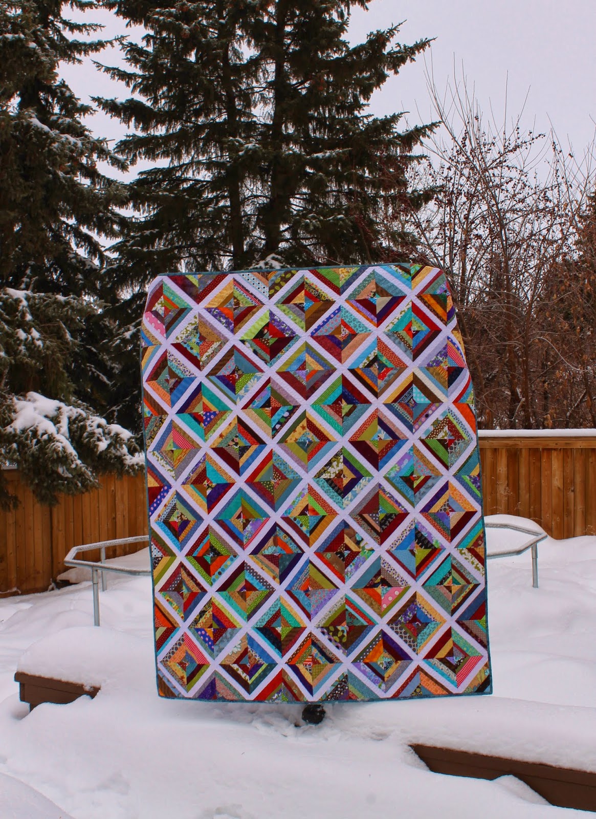 Making More with Less Scrappy Strings Quilt Finished!!