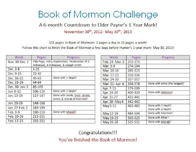 Book Of Mormon 6 Month Reading Chart
