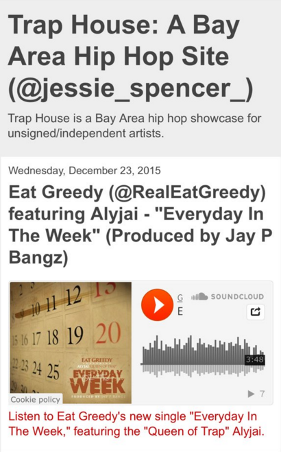 Eat Greedy featuring Alyjai - "Everyday In The Week" (Produced by Jay P Bangz)