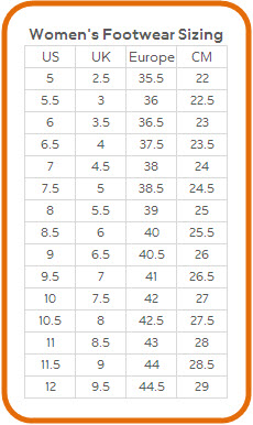 Uk Foot Size Chart In Cm