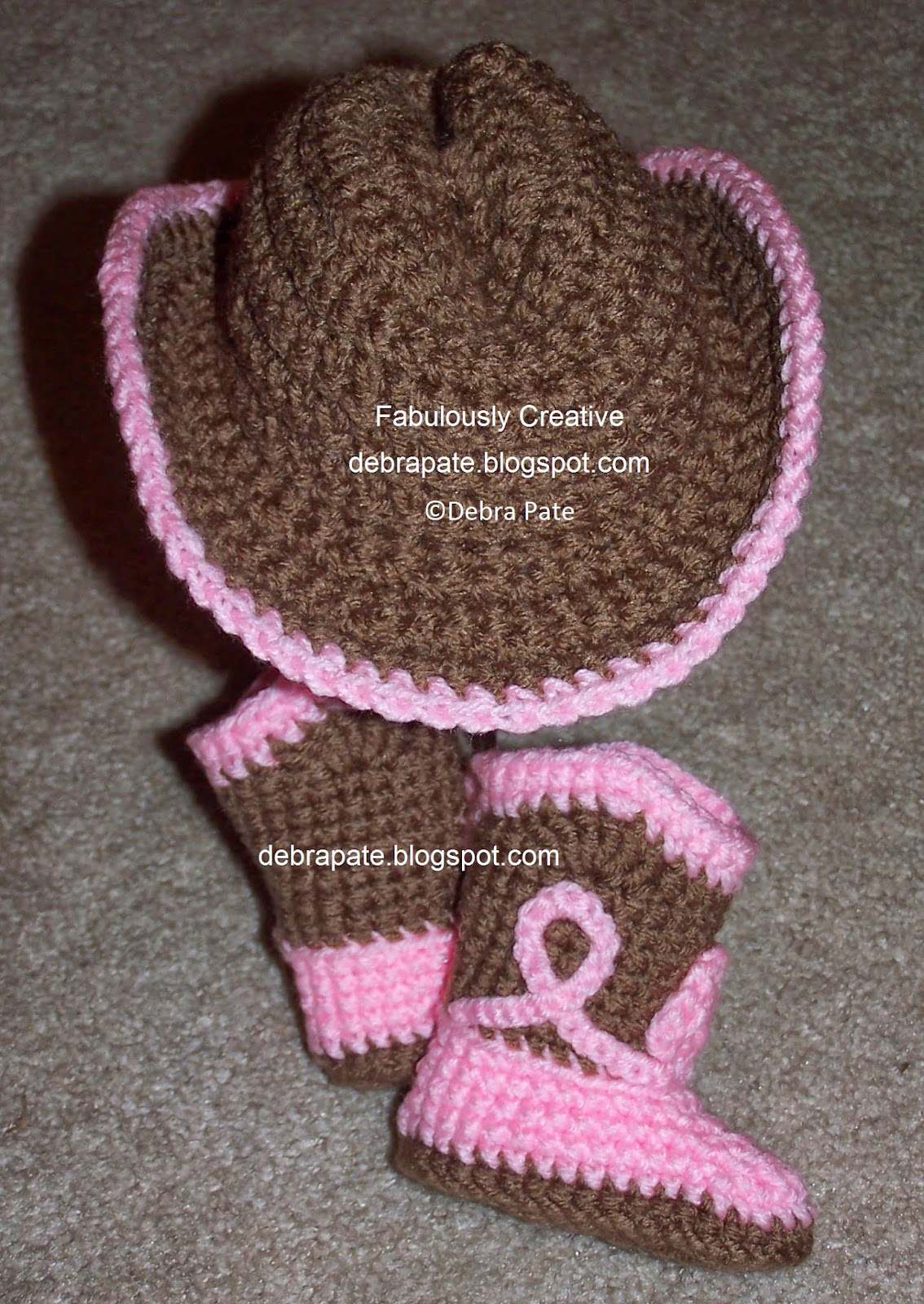 Fabulously Creative: BOOT SCOOTIN CROCHET COWBOY HAT & BOOTS