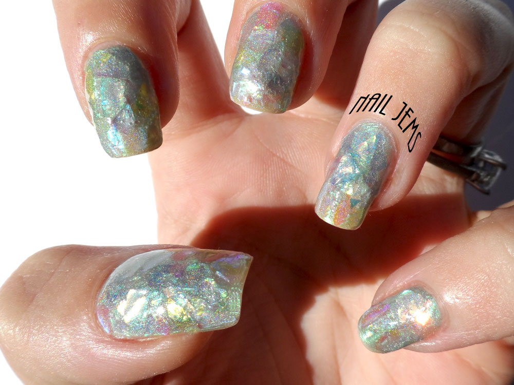 Nail Jems Birthday Nails Opal Effect with Mylar Flakes