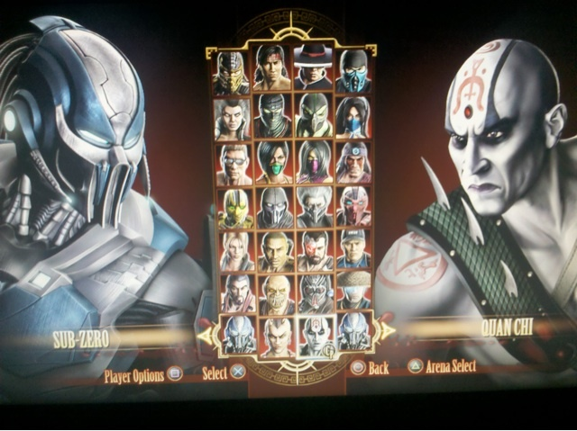 mortal kombat 9 characters select screen. A image of the Mortal Kombat