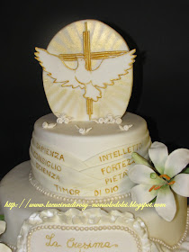 Torta per Comunione/Cresima. Condividi. Categoria. Con un beccuccio a stella piccolo decorate la base della torta con delle conchiglie di ghiaccia.