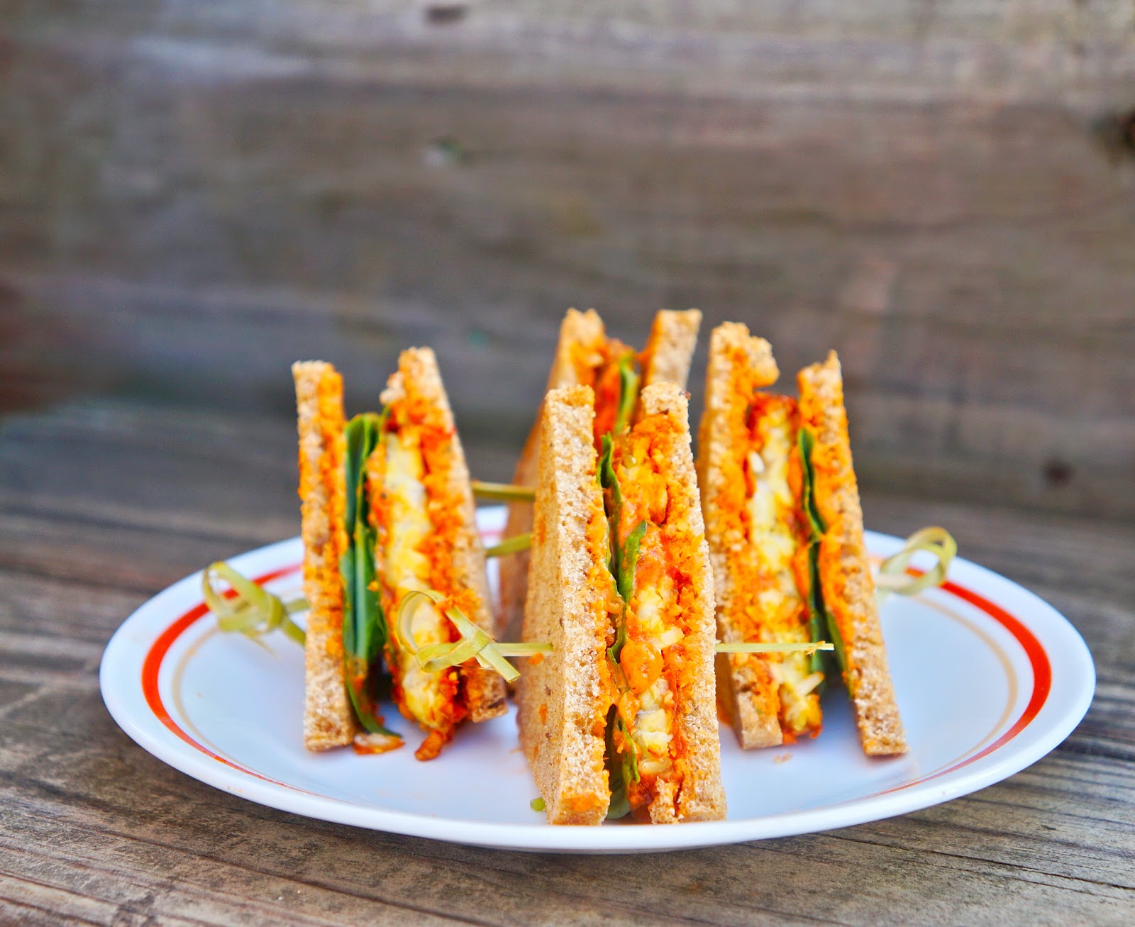tempeh sandwich with sun dried tomato pestomayo sauce